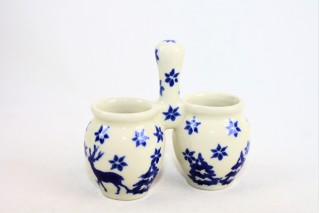 Bunzlau dubbel potje met handvat 1931X Rudolph Kerst